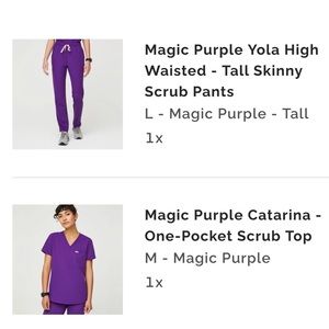 Figs magic purple Yola high waisted skinny scrub pants LT, one pocket Catarina M